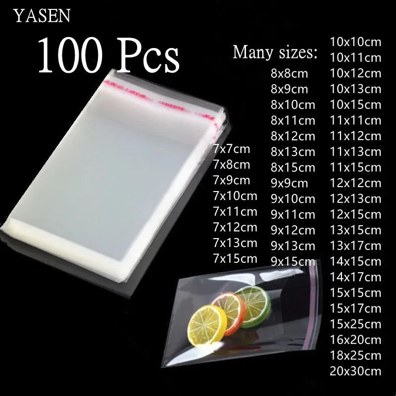 100PCS Transparent Self-Sealing Bags