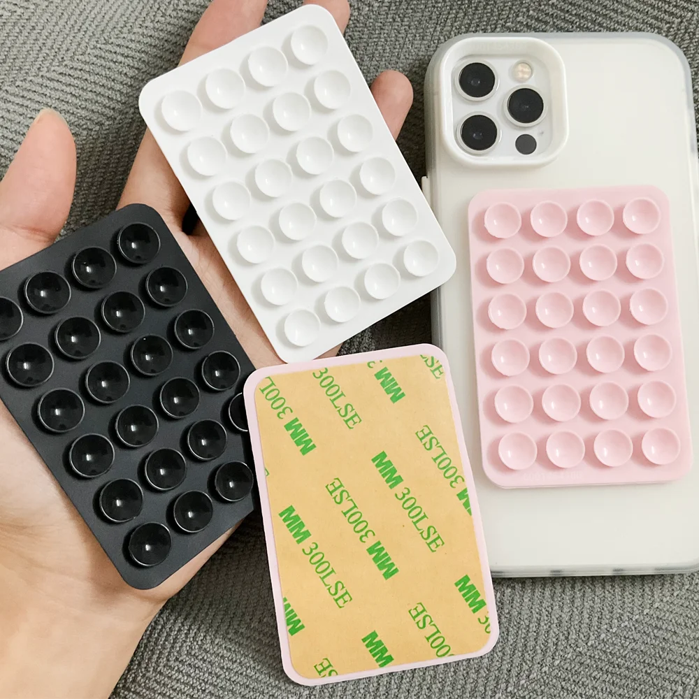 3M Adhesive Backing Candy Color Silicone Suction Phone Case Mount Non Slip Suction Cup Phone Stand Holder For Selfies and Videos