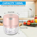 100ml Mini Food Processor for Meat, Onions, Vegetable Chopper, Wireless Electric Garlic Chopper, Fine Stainless Steel Blade