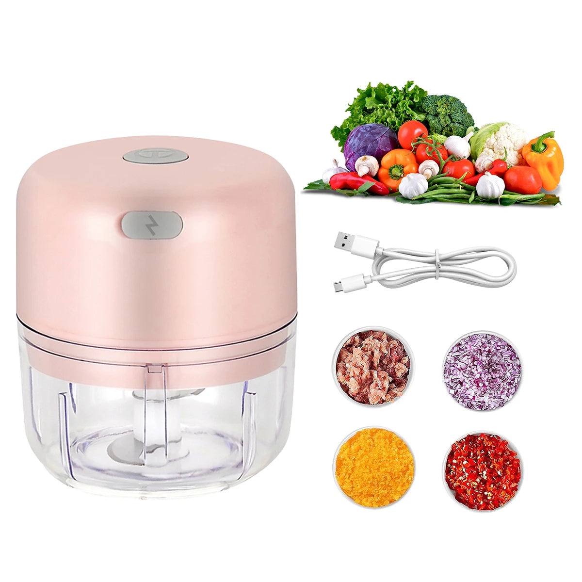 100ml Mini Food Processor for Meat, Onions, Vegetable Chopper, Wireless Electric Garlic Chopper, Fine Stainless Steel Blade