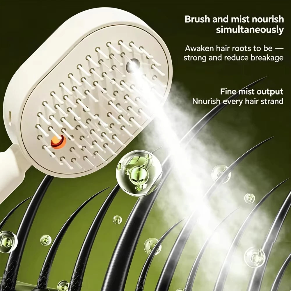 3 in 1 Electric Spray Air Cushions Massage Comb Self Cleaning Steam Essential Oil Brush Rechargeable Spray Scalp Massager Combs